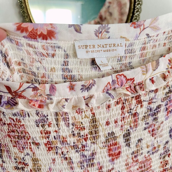 Super Natural by Secret Mission Mini Floral Bohemian Puff Sleeve Dress - Picture 2 of 4